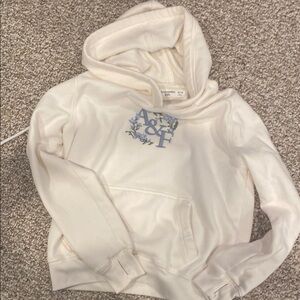 Abercrombie Kids Cream Hoodie Sweater with Blue Logo